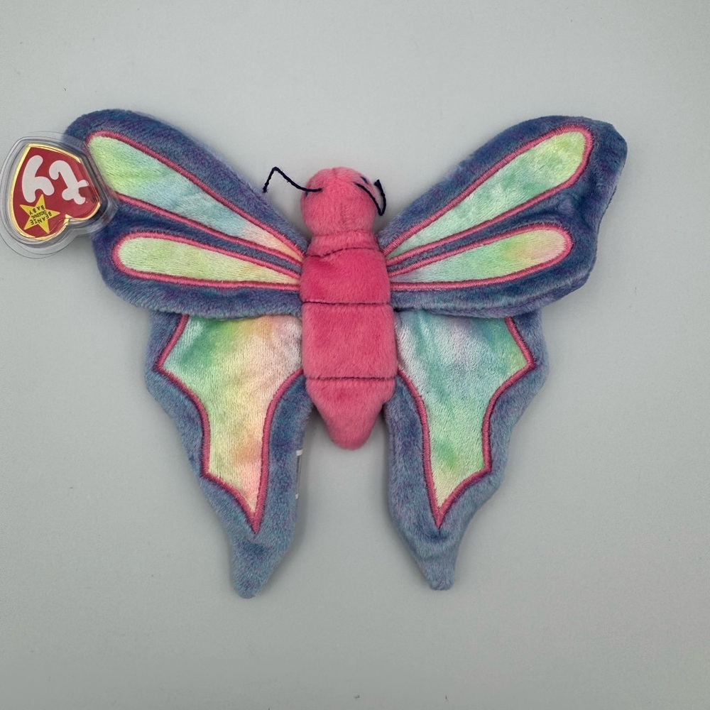 TY Beanie Baby Flitter Butterfly 1999 Blue Pink Plush w/ Tag Y2K Vintage